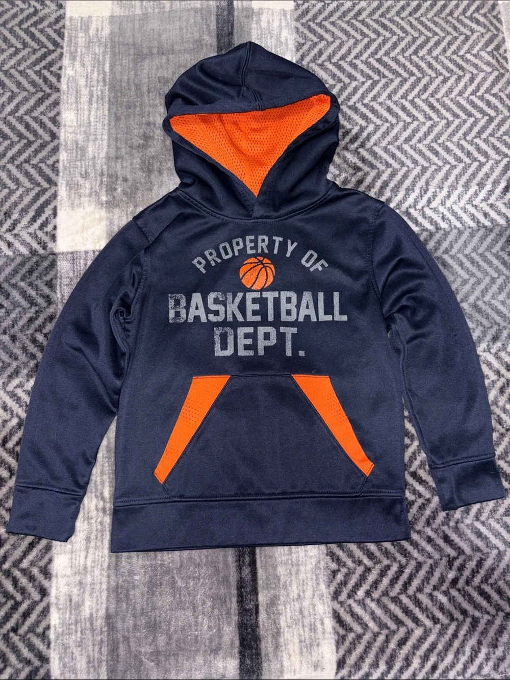 Place Navy Hoodie with Orange Hood Lining & Pocket Trim